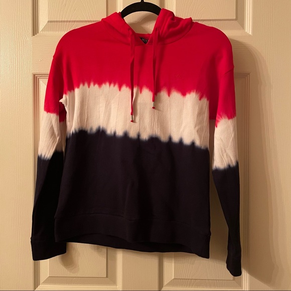 NWT Ralph Lauren Tie Dye Red White Blue Ombré Hoodie Sweatshirt / Size XS - Picture 6 of 8